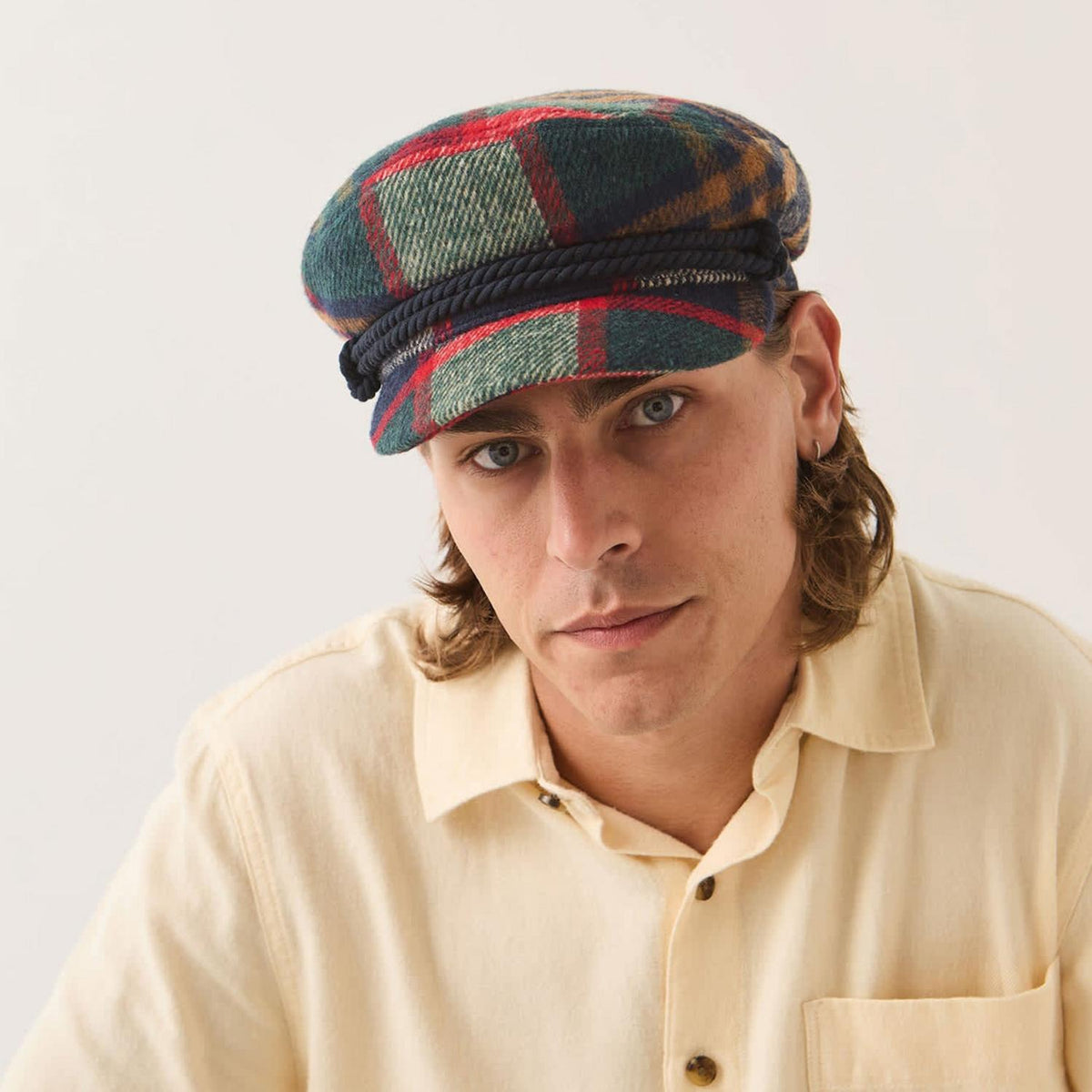 BRIXTON HATS | Plaid Fiddler Fisherman Cap | 181358 | lsmtwo | NAVY/GREEN/RED/CREAM