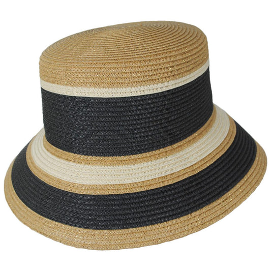 San Diego Hat Company | Las Palmas Striped Toyo Straw Bucket Hat | 103676 | lead | BLACK STRIPE