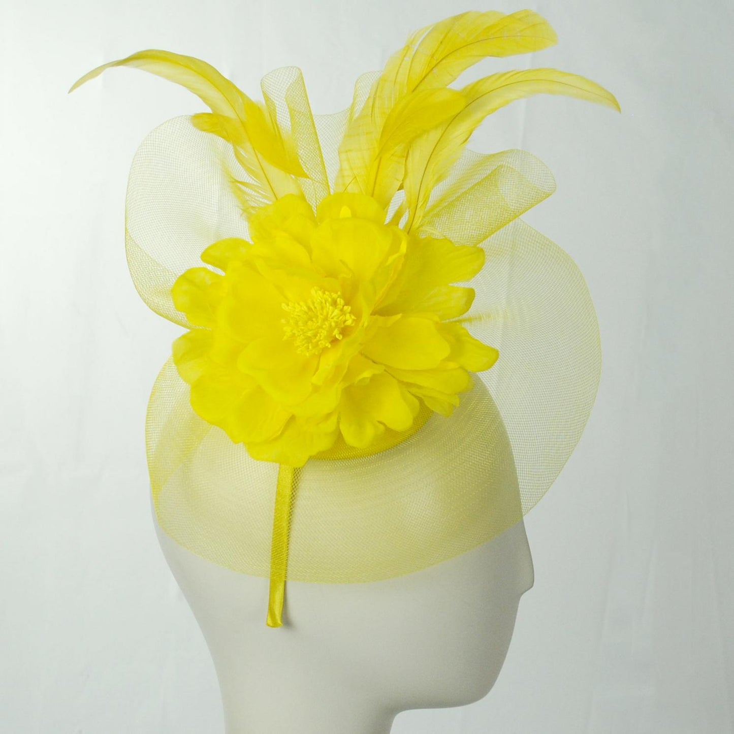 Sophia | Peony and Feathers Fascinator Hat | 122907 | profile | YELLOW