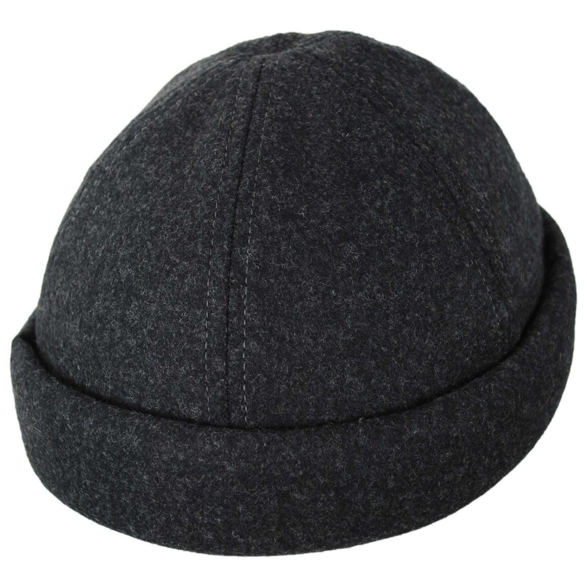 Dorfman Pacific | Melton Wool Blend Skull Cap Beanie Hat | 500048 | lead | CHARCOAL
