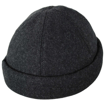 Dorfman Pacific | Melton Wool Blend Skull Cap Beanie Hat | 500048 | lead | CHARCOAL