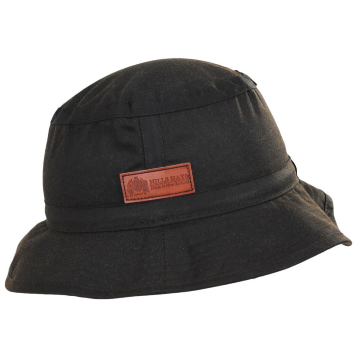 Hills Hats of New Zealand | The Storm Waxed Cotton Bucket Hat | 401703 | profile | BROWN
