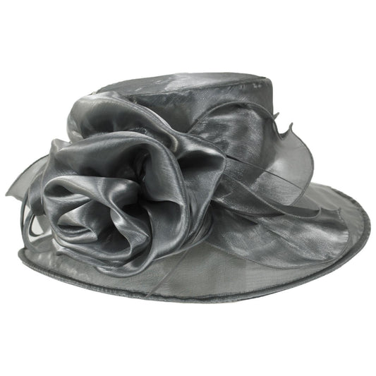 Sophia | Grand Rose Organza Dress Hat | 122963 | lead | GREY