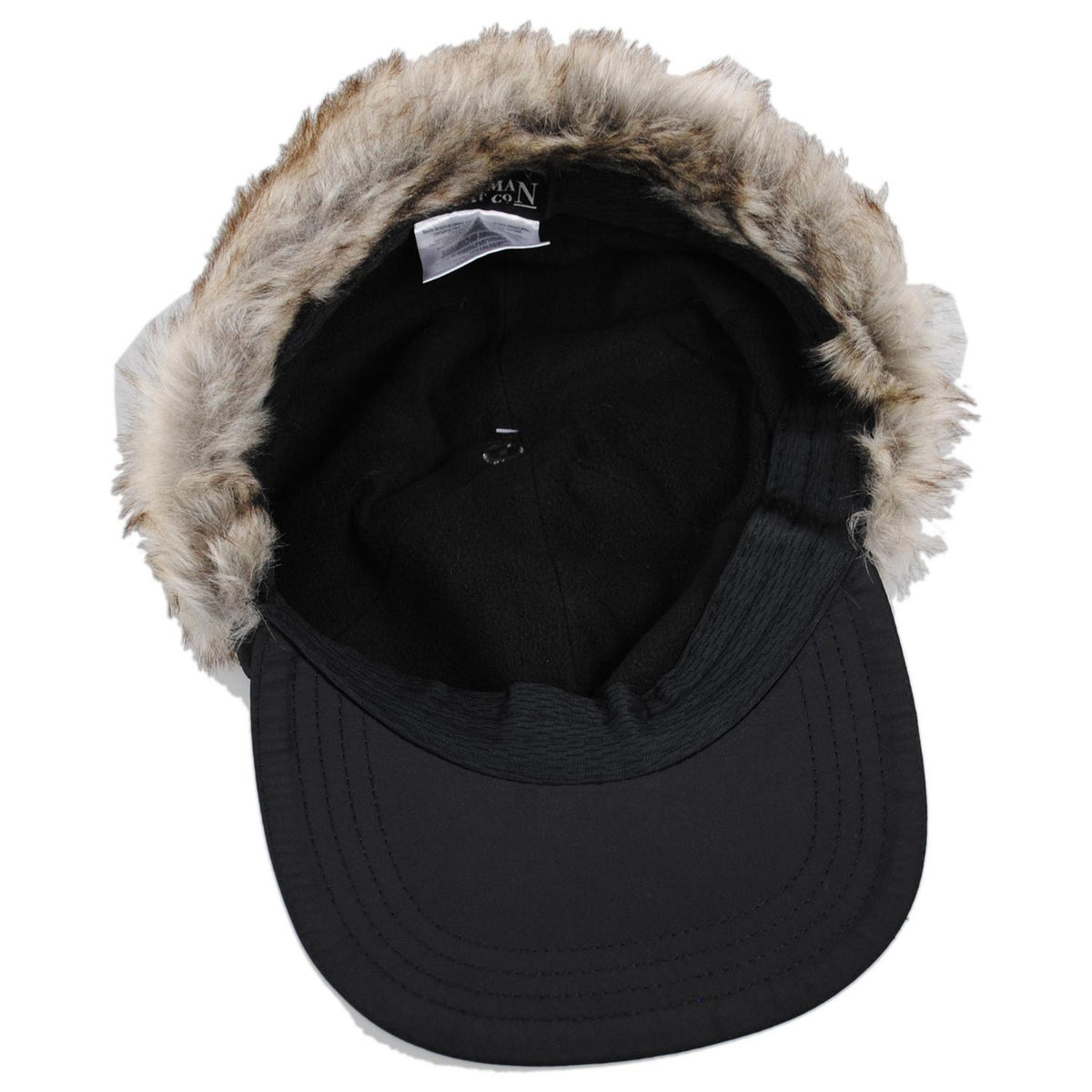 Dorfman Pacific | Woody Nylon Earflap Fitted Baseball Cap | 200184 | under | BLACK