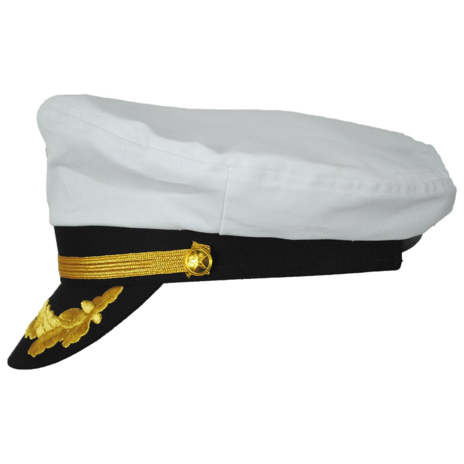 Village Hat Shop | Deluxe Adjustable Yacht Captain Cap | 180500 | profile | WHITE
