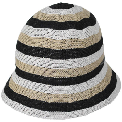 BRIXTON HATS | Lisboa Cotton Knit Stripe Bucket Hat | 185527 | lead | BLACK/SAND/WHITECAP