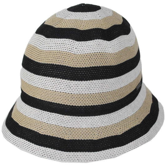 BRIXTON HATS | Lisboa Cotton Knit Stripe Bucket Hat | 185527 | lead | BLACK/SAND/WHITECAP