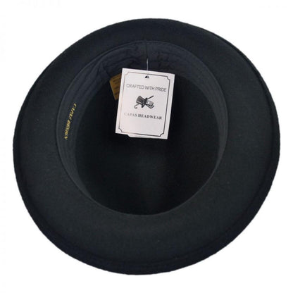 Capas Headwear | Kid's Blues Crushable Wool Felt Trilby Fedora Hat | 507403 | under | BLACK