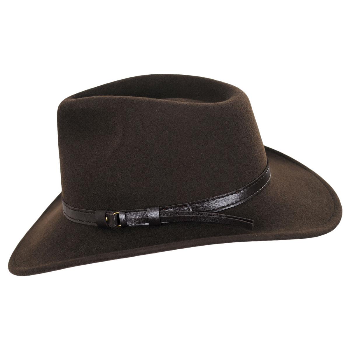 Jaxon Hats | Wholesale Crushable Wool Felt Outback Hat B2B Pre-Pack | B2B135002 | profile | OLIVE GREEN