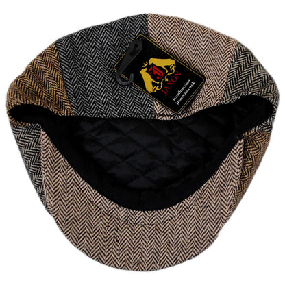 Jaxon Hats | Wholesale Herringbone Patchwork Wool Blend Newsboy Cap B2B Pre-Pack | B2B167779 | under | MULTI