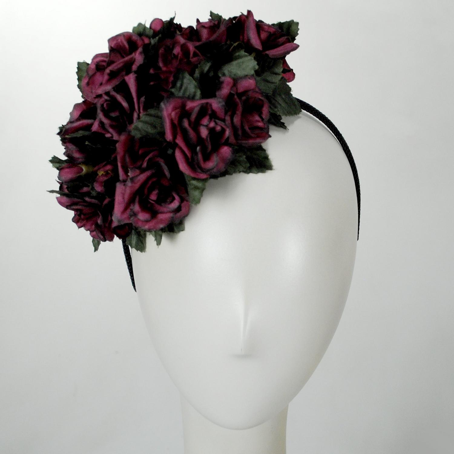 Kathy Jeanne | Rose Bouquet Fascinator | 122461 | front | WINE
