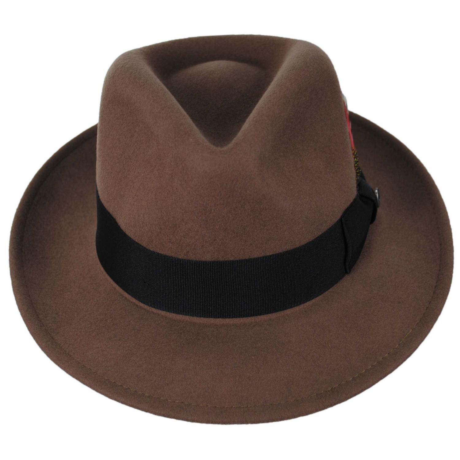 Jaxon Hats | C-Crown Crushable Wool Felt Fedora Hat | 135003 | front | PECAN