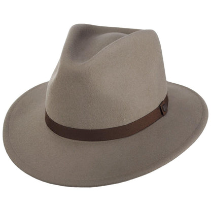 BRIXTON HATS | Messer Packable Wool Felt Fedora Hat - Timberwolf | 135639HO24 | lead | TIMBERWOLF/LIGHT BROWN
