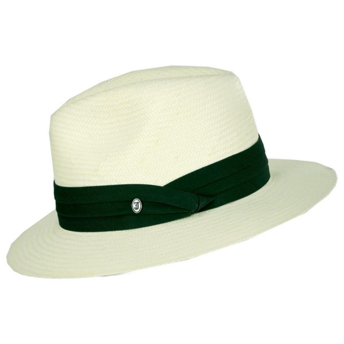 Jaxon Hats | Toyo Straw Safari Fedora Hat - Green Band | 129904 | profile | IVORY