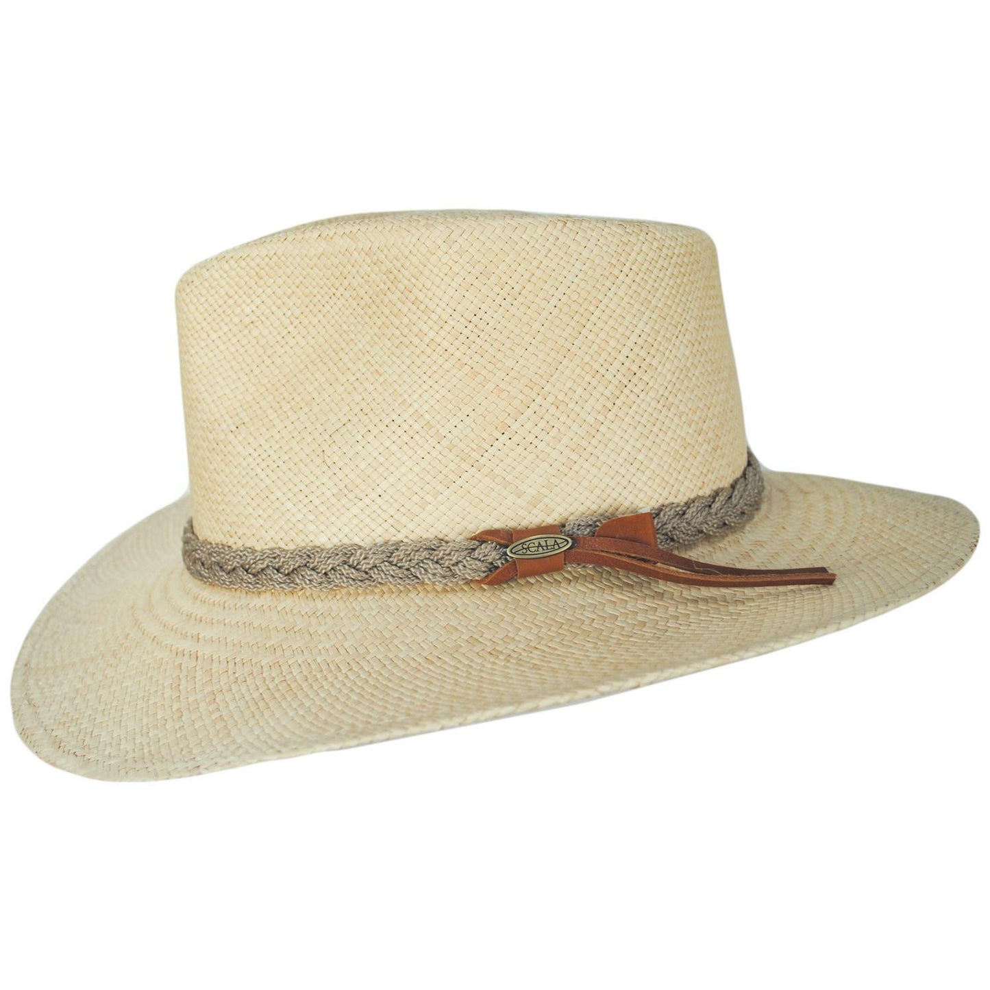 Scala | Braided Band Panama Straw Outback Hat | 126149 | profile | NATURAL