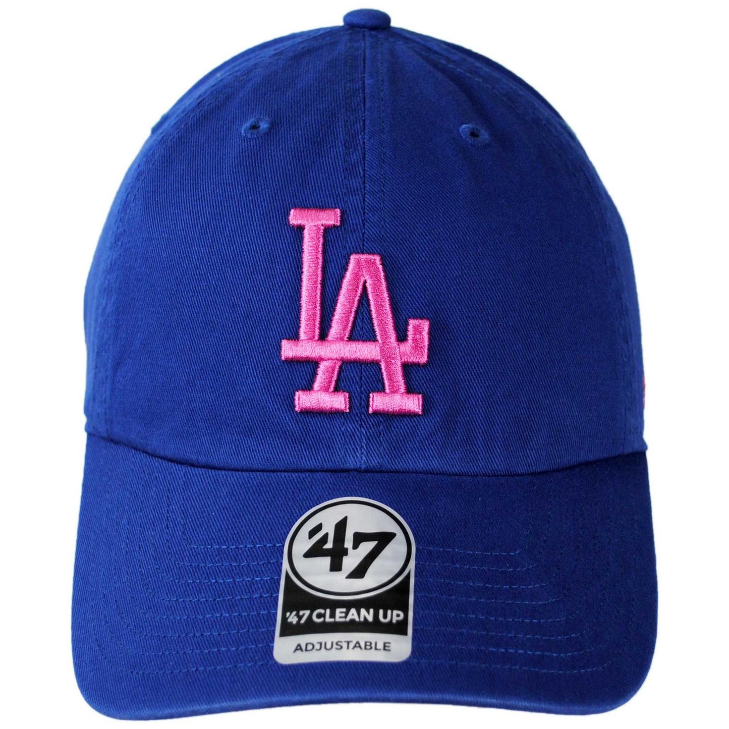 47 Brand | Los Angeles Dodgers MLB Clean Up Strapback Baseball Cap Dad Hat | 203042 | front | ROYAL/HOT PINK