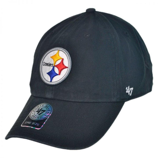 47 Brand | Pittsburgh Steelers NFL Clean Up Strapback Baseball Cap Dad Hat | 203740 | lead | BLACK