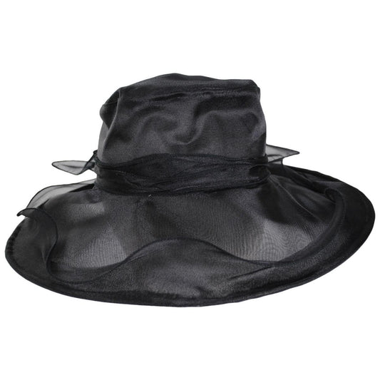 Jeanne Simmons | Twilight Organza Lampshade Dress Hat | 120706 | front | BLACK