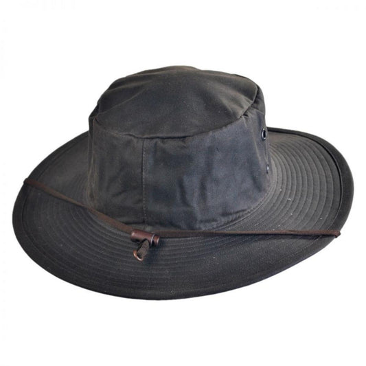 Hills Hats of New Zealand | The Squatter Waxed Cotton Booney Hat | 401702 | lead | BROWN