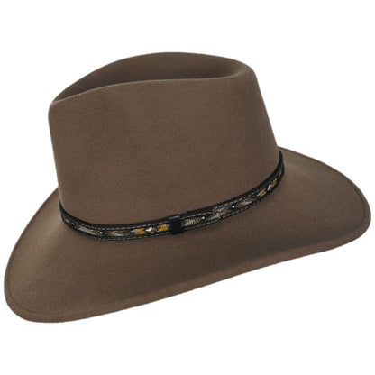 Bigalli | Coltrane Crushable Merino Wool Felt Outback Hat | 131406 | profile | KHAKI