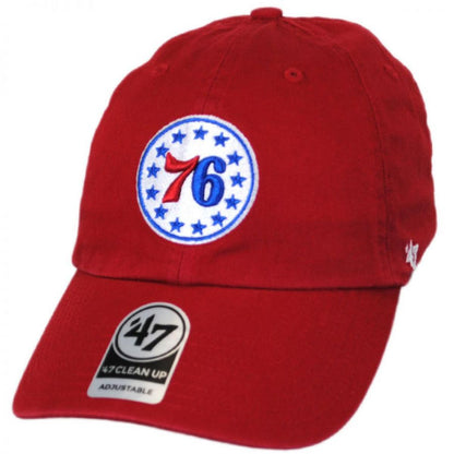 47 Brand | Philadelphia 76ers NBA Clean Up Strapback Baseball Cap Dad Hat | 204110 | lead | RED