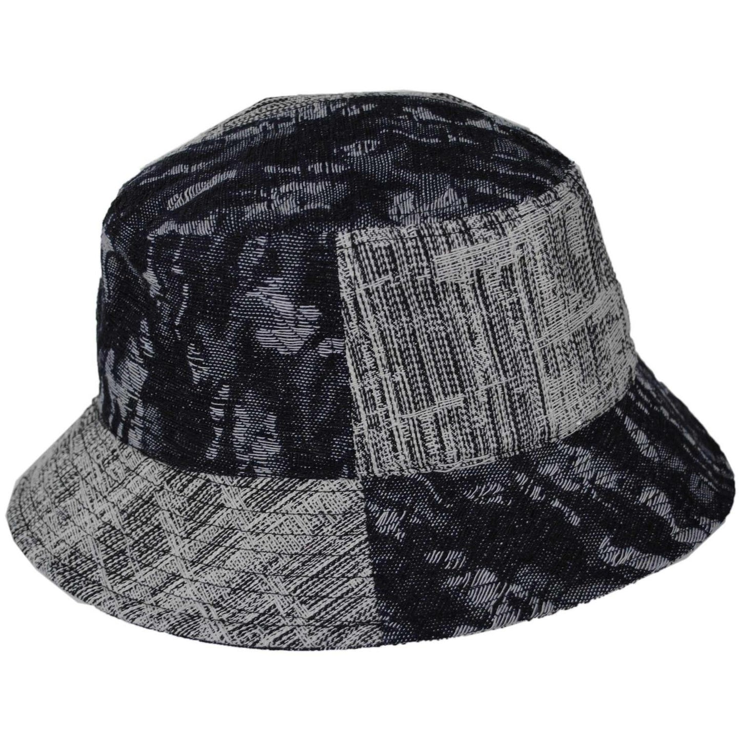 Kangol | Patchwork Mashup Denim Cotton Bucket Hat - Spring Collection | 185777SS | profile | BLACK TOPSTITCH