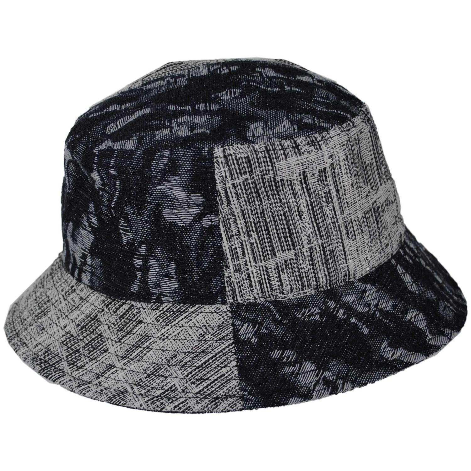 Kangol | Patchwork Mashup Denim Cotton Bucket Hat - Spring Collection | 185777SS | profile | BLACK TOPSTITCH