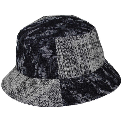 Kangol | Patchwork Mashup Denim Cotton Bucket Hat - Spring Collection | 185777SS | profile | BLACK TOPSTITCH
