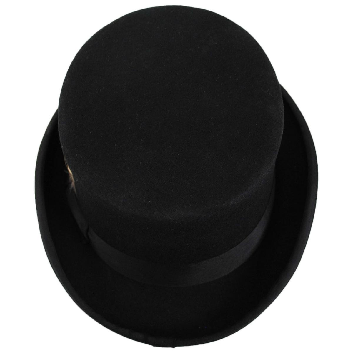 Jaxon Hats | Mid Crown Wool Felt Top Hat | 193700 | top | BLACK