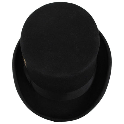 Jaxon Hats | Mid Crown Wool Felt Top Hat | 193700 | top | BLACK