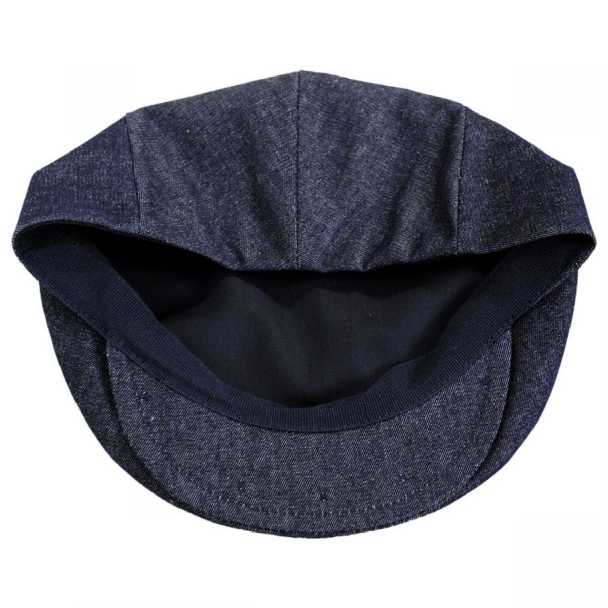 Stefeno Hats | Curry Denim Cotton and Linen Ivy Cap | 171548 | under | DARK DENIM