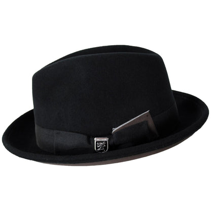 Stacy Adams | Bracco Wool Felt Fedora Hat | 130428 | profile | BLACK/BROWN