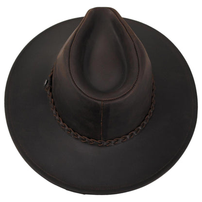 Jaxon Hats | Buffalo Leather Western Hat | 147201 | top | CHOCOLATE