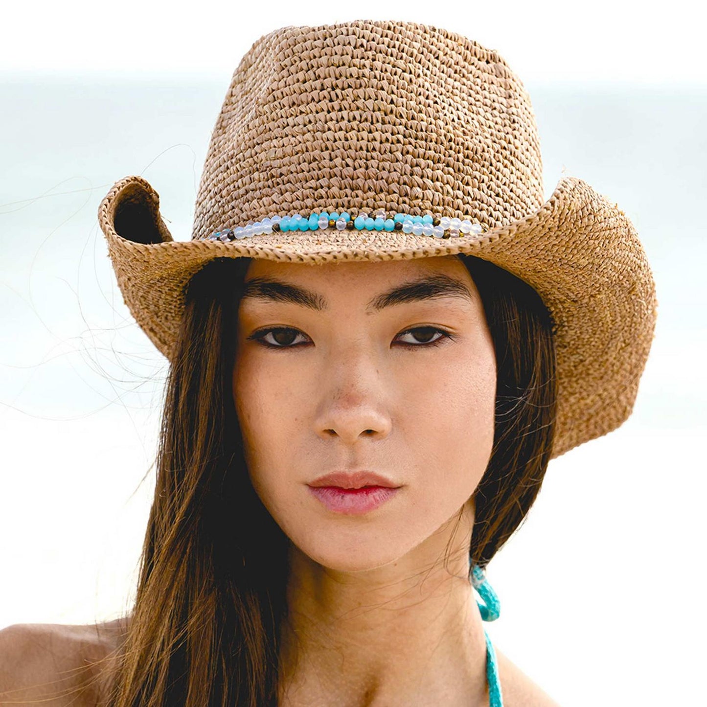 NIKKI BEACH | Allison Raffia Straw Western Hat | 102651 | lsfone | COCOA
