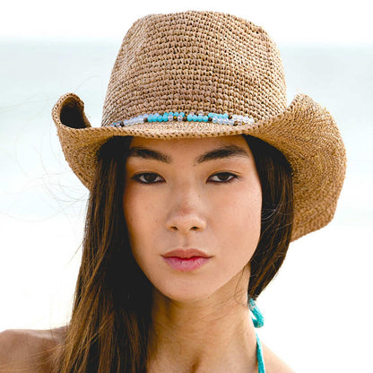 NIKKI BEACH | Allison Raffia Straw Western Hat | 102651 | lsfone | COCOA
