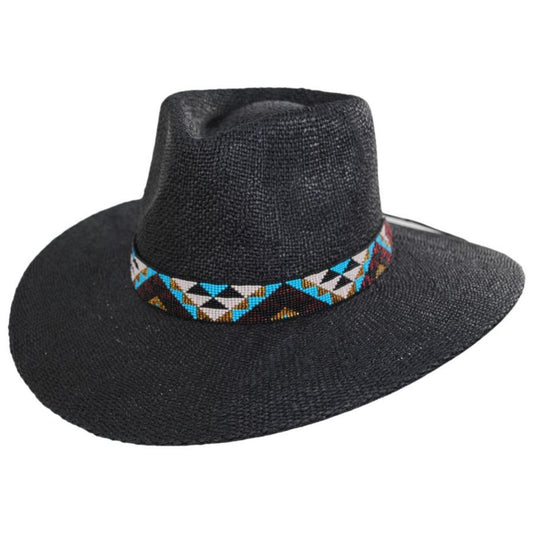 NIKKI BEACH | El Dorado Toyo Straw Rancher Fedora Hat | 102724 | lead | BLACK