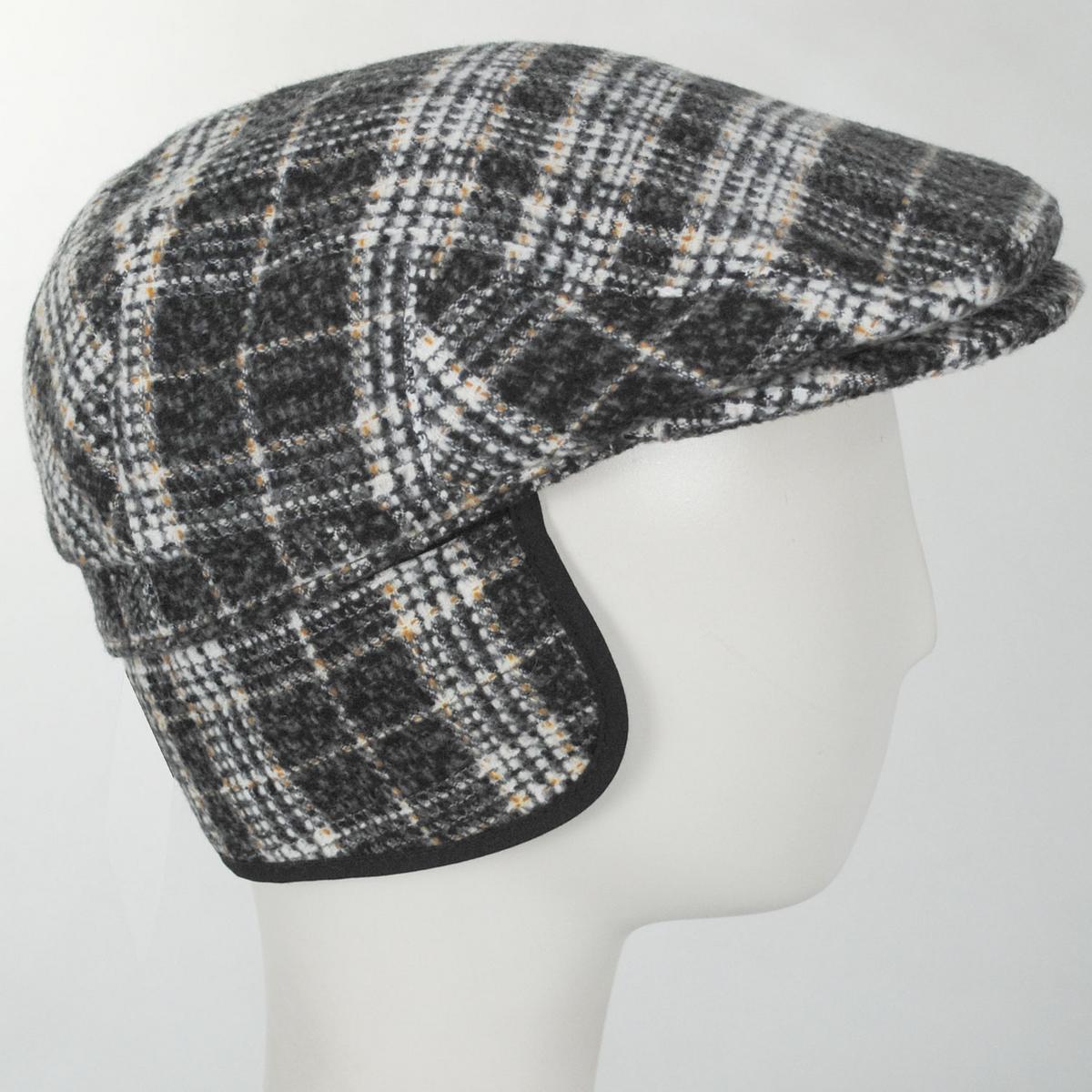 Bailey 1922 | Axel Plaid Earflap Ivy Cap | 167238 | detailone | BLACK PLAID