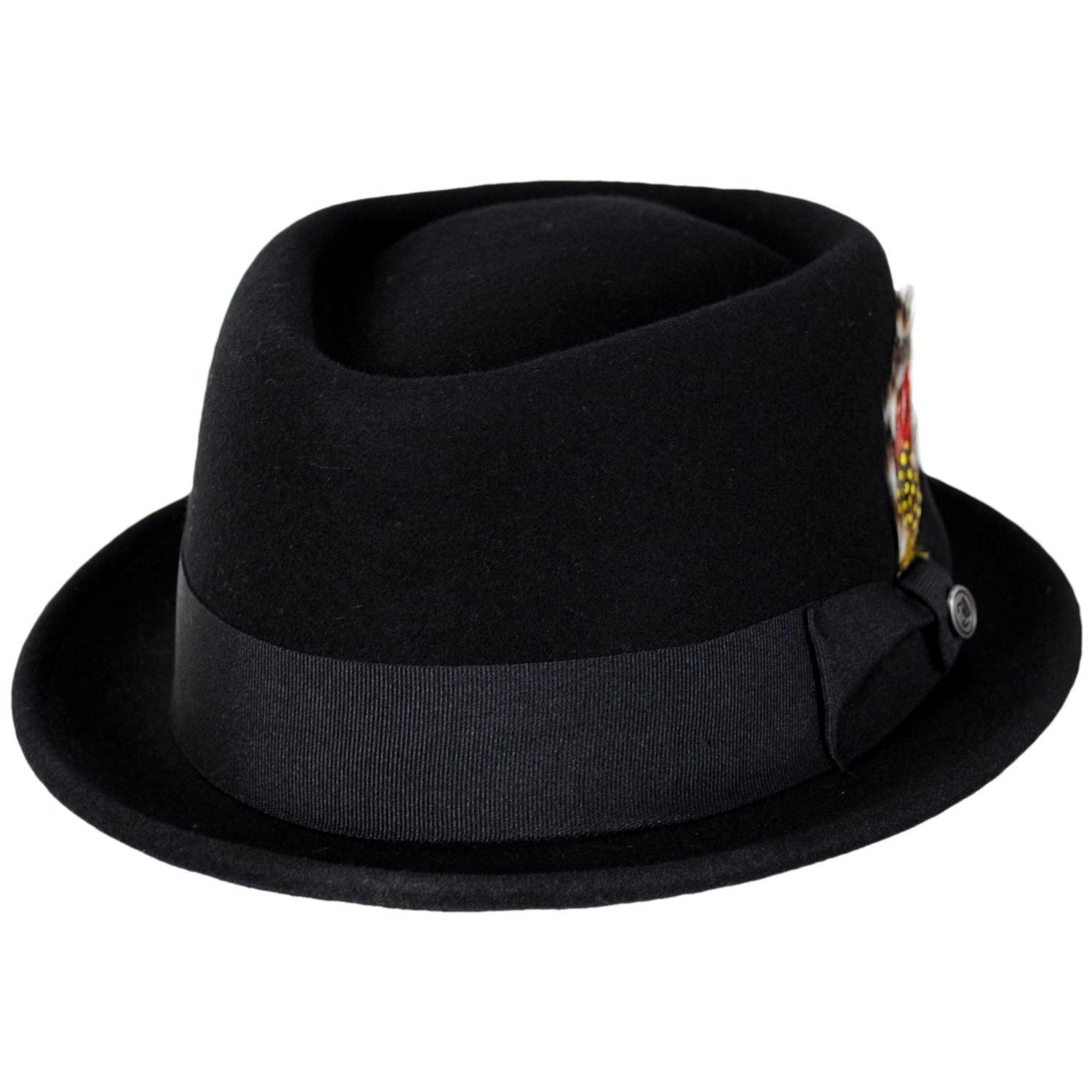 Jaxon Hats | Wool Felt Diamond Crown Fedora Hat | 135066 | lead | BLACK