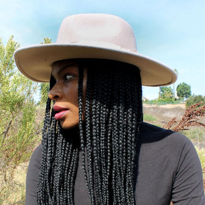 Jaxon Hats | Colorado Ultra Wide Brim Wool Felt Fedora Hat - Stone & Pecan | 135200SP | lsfone | STONE