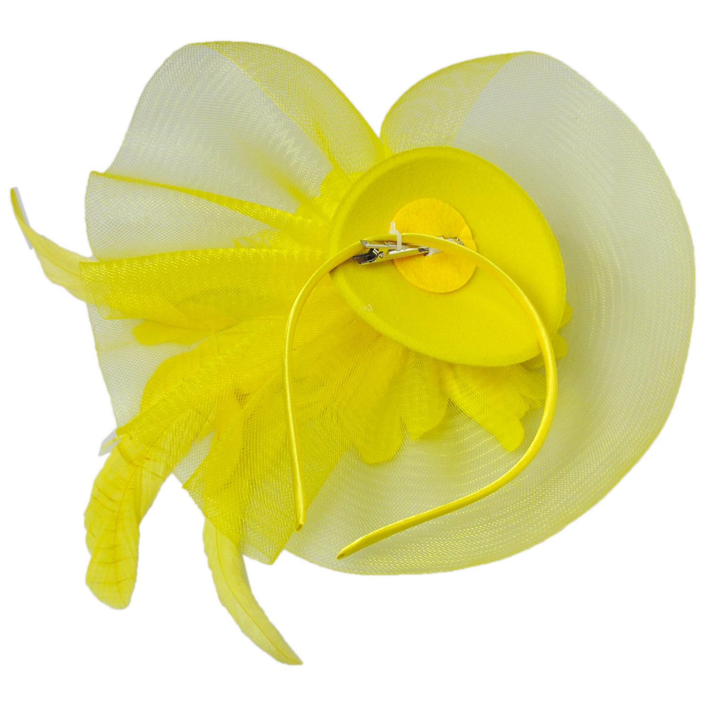 Sophia | Peony and Feathers Fascinator Hat | 122907 | under | YELLOW