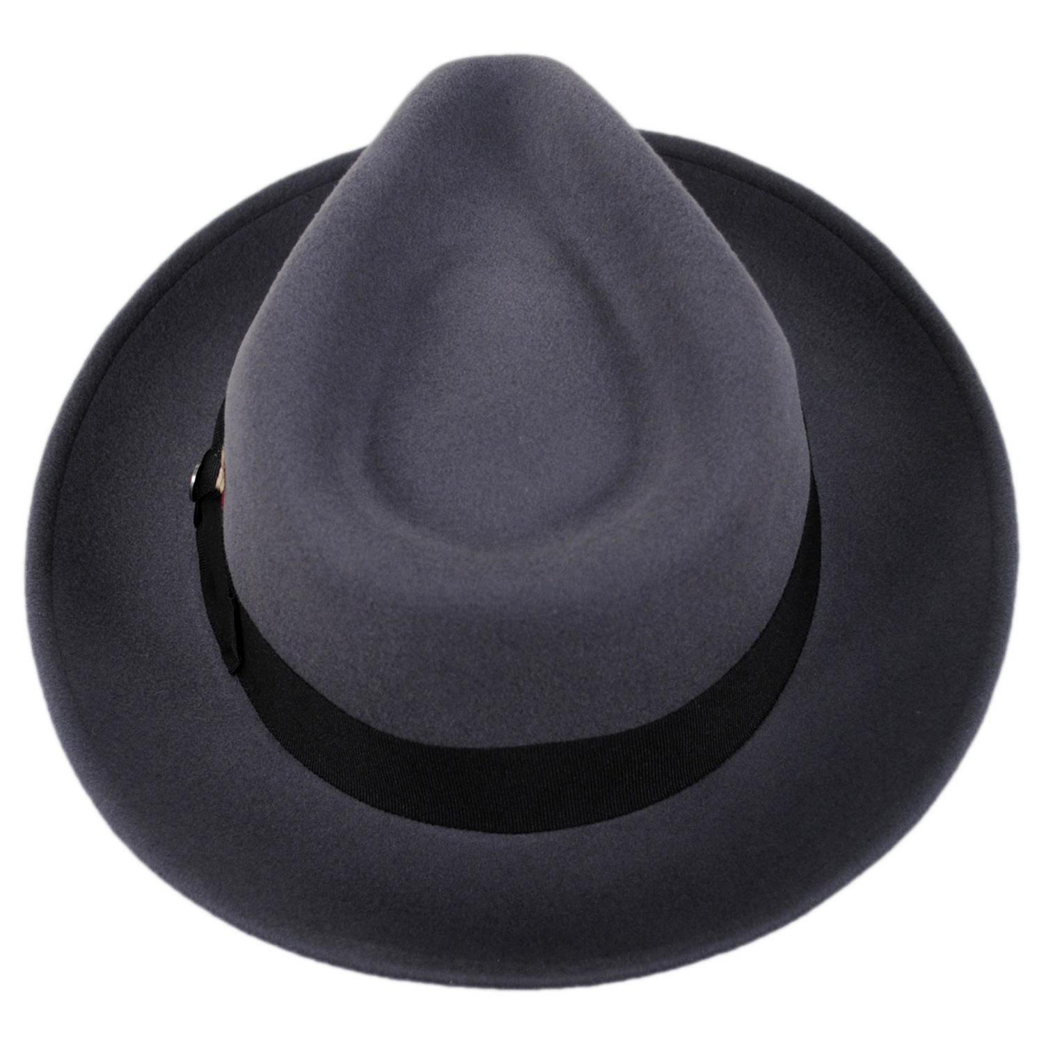 Jaxon Hats | C-Crown Crushable Wool Felt Fedora Hat | 135003 | top | GREY