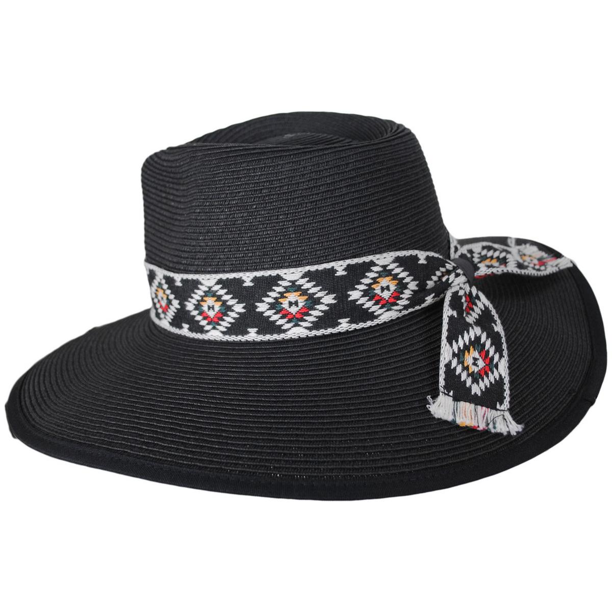 Jeanne Simmons | Cabo Toyo Straw Fedora Hat | 101810 | profile | BLACK