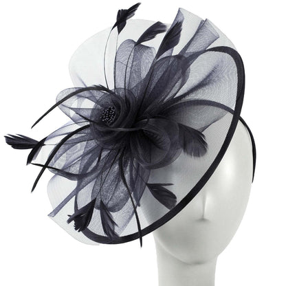 Sophia | Floral Mesh and Ribbon Fascinator Hat | 122905 | front | BLACK