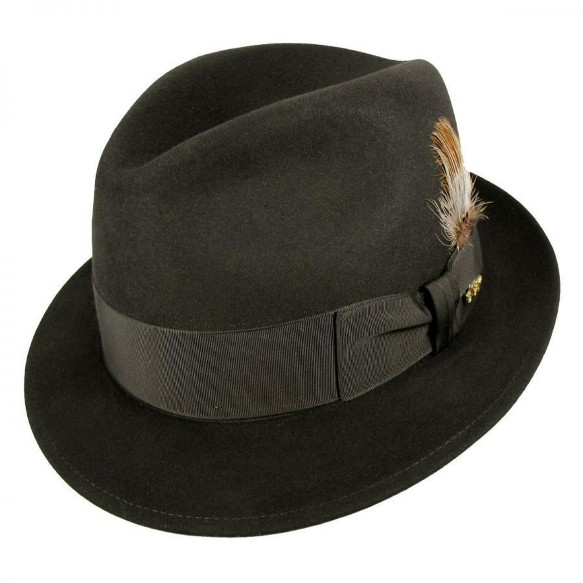 Dobbs | Jet 707 Fur Felt Fedora Hat | 130601 | lead | BLACK