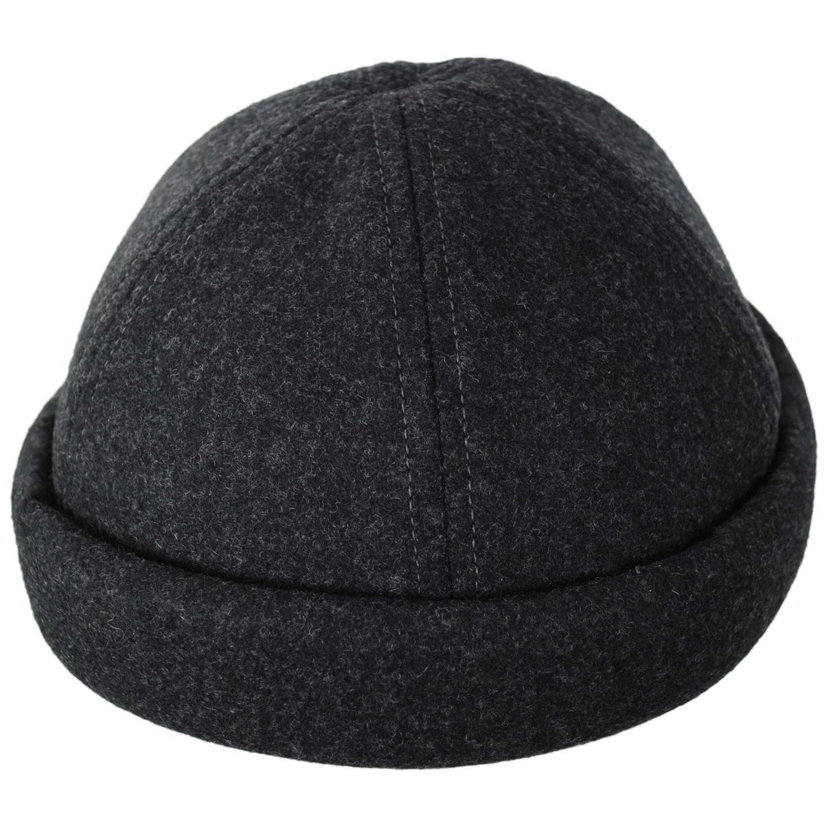 Dorfman Pacific | Melton Wool Blend Skull Cap Beanie Hat | 500048 | front | CHARCOAL