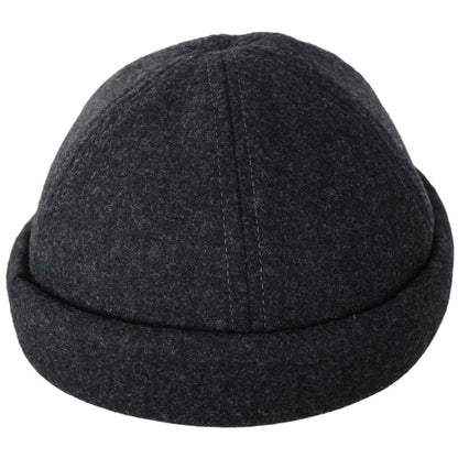 Dorfman Pacific | Melton Wool Blend Skull Cap Beanie Hat | 500048 | front | CHARCOAL