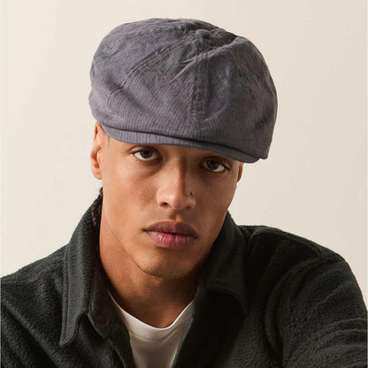 BRIXTON HATS | Brood Cotton Stripe Newsboy Cap | 161534 | lsmone | INDIGO/DARK SAND