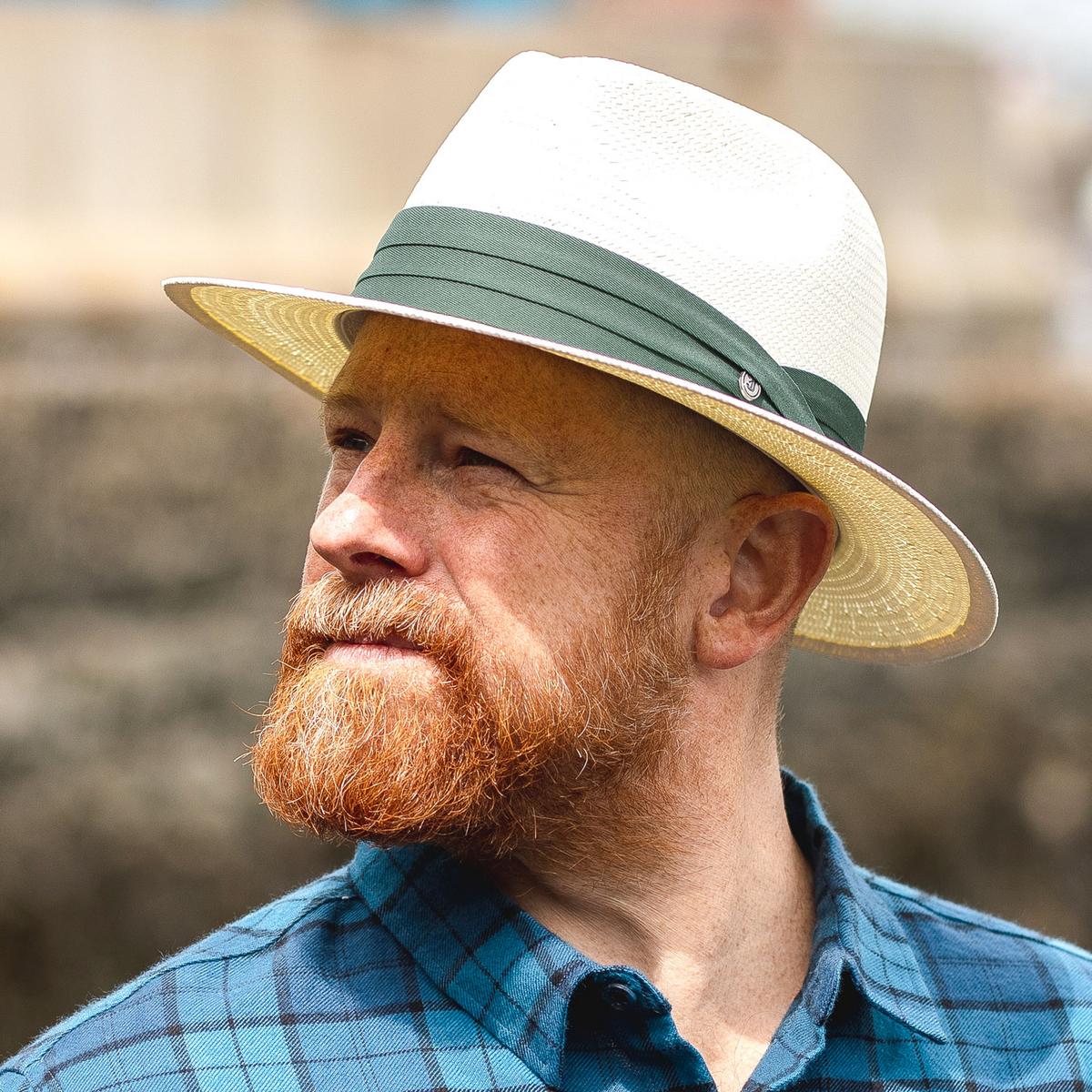 Jaxon Hats | Toyo Straw Safari Fedora Hat - Green Band | 129904 | lsmone | IVORY