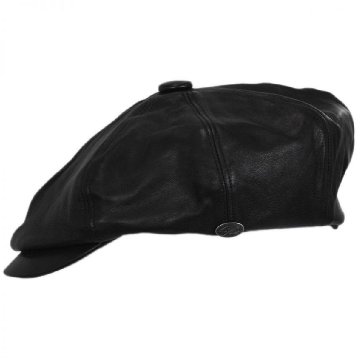 Bailey 1922 | Noclin Leather Newsboy Cap | 167128 | profile | BLACK