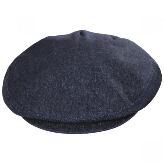 Stefeno Hats | Curry Denim Cotton and Linen Ivy Cap - FINAL SALE | 171548 | front | DARK DENIM